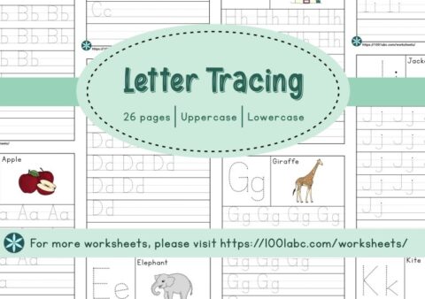 Kindergarten preschool worksheets tracing letters A to Z