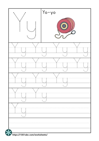 Letter tracing preschool kindergarten worksheets Y