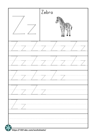 Letter tracing preschool kindergarten worksheets Z