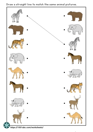 Picture Matching | Animal | Preschool Worksheets