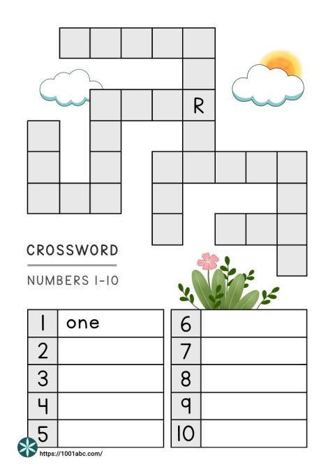 Numbers as words crossword puzzle worksheets