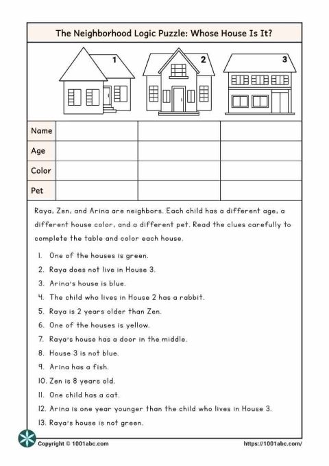 ESL logic worksheet for kids reading comprehension