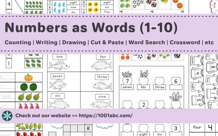 Numbers as words worksheets