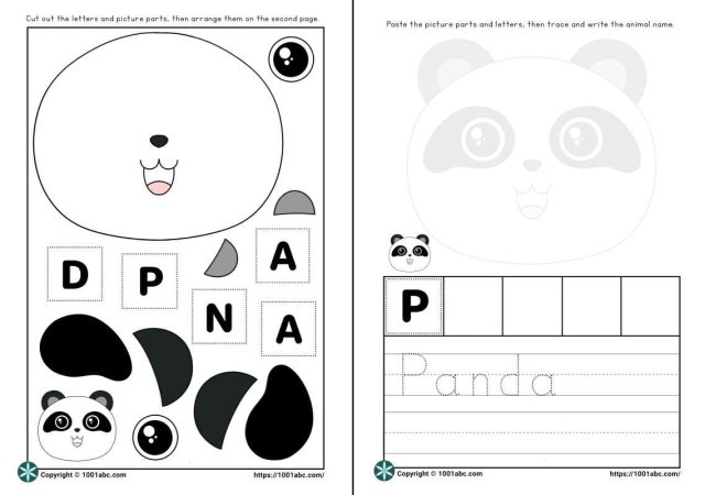 Worksheets for kids cut and paste animal panda