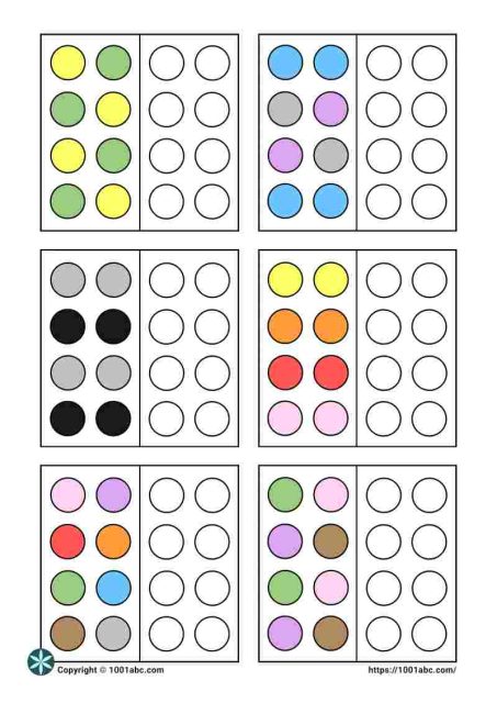 Color recognition matching coloring circles worksheet for kids