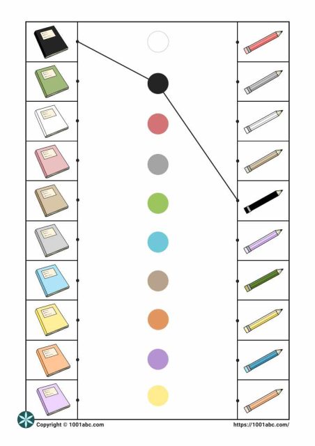 Color recognition matching preschool worksheet for kids