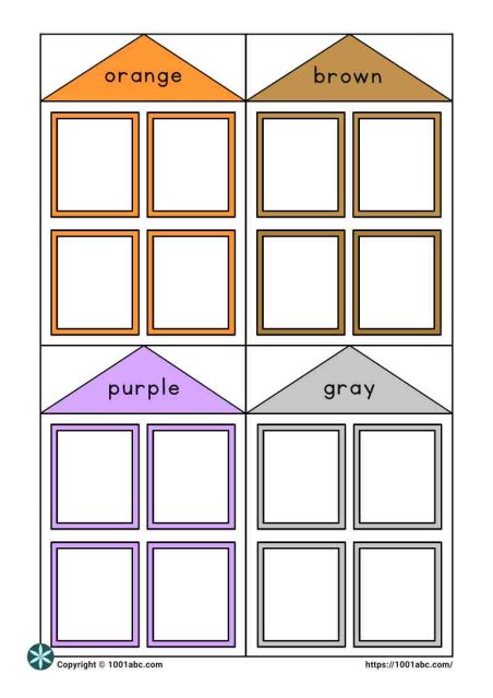 Color recognition object sorting preschool worksheet for kids