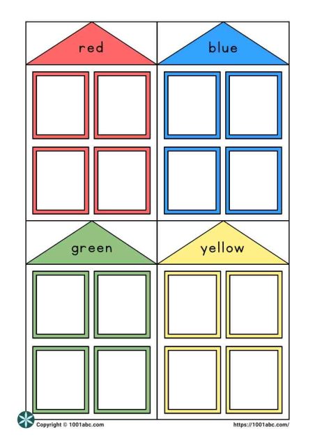 Color recognition object sorting preschool worksheet for kids