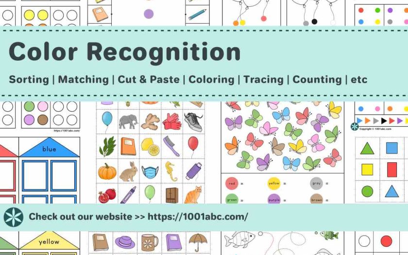 Color recognition preschool kindergarten worksheet for kids collection