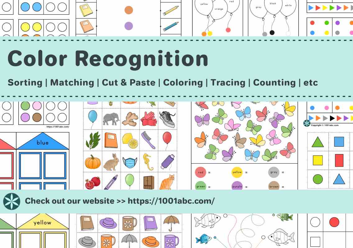 Color recognition preschool kindergarten worksheet for kids collection