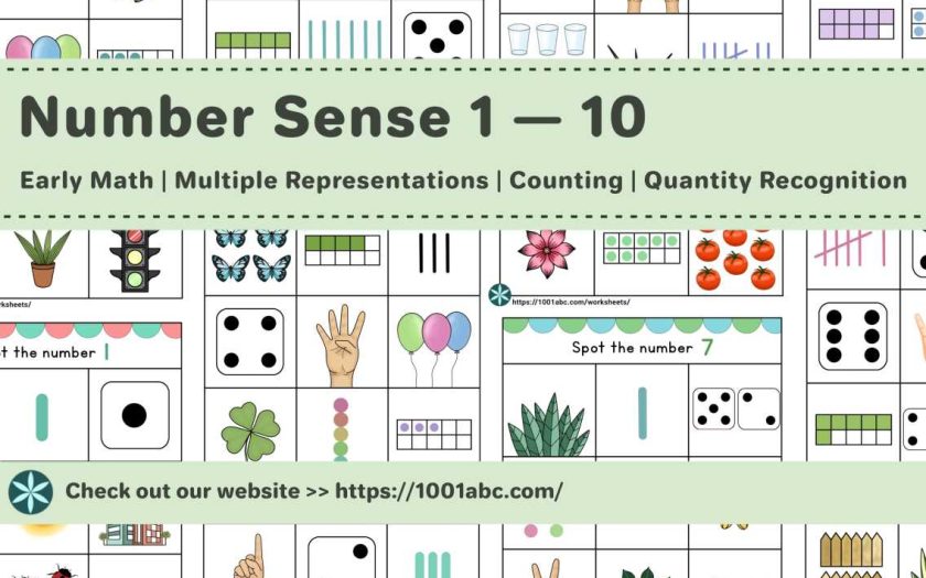 Number sense 1-10 - multiple representations - counting - quantity