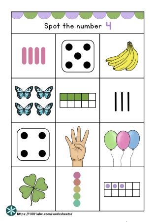 Number sense 4 counting multiple representation preschool kindergarten worksheets