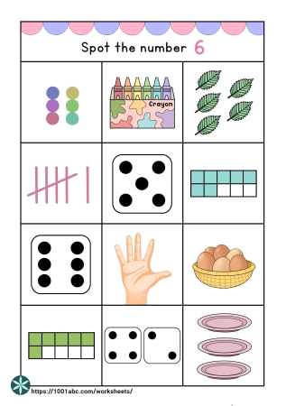 Number sense 6 counting multiple representation preschool kindergarten worksheets