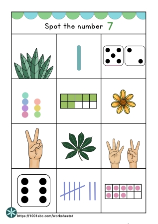 Number sense 7 counting multiple representation preschool kindergarten worksheets