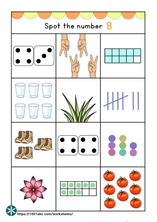 Number sense 8 counting multiple representation preschool kindergarten worksheets